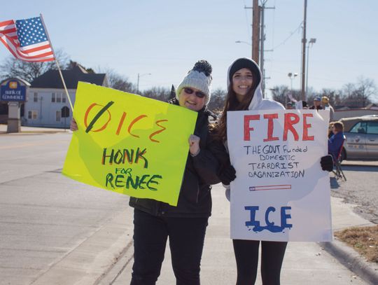 Dozens of area protesters speak out against ICE after Minneapolis shooting