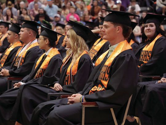 Graduates listen to a speaker during the Humboldt High School graduation ceremony Graduates listen to a speaker during the Humboldt High School graduation ceremony